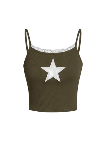 Amazon.com: SOLY HUX Girl's Sleeveless Star Print Lace Trim